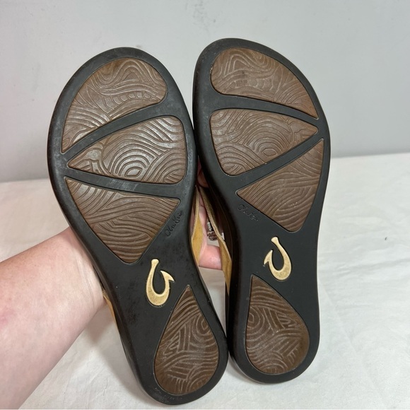 Olukai Ho’Opio tan leather dlip flop thong sandals size 8 - Picture 3 of 6